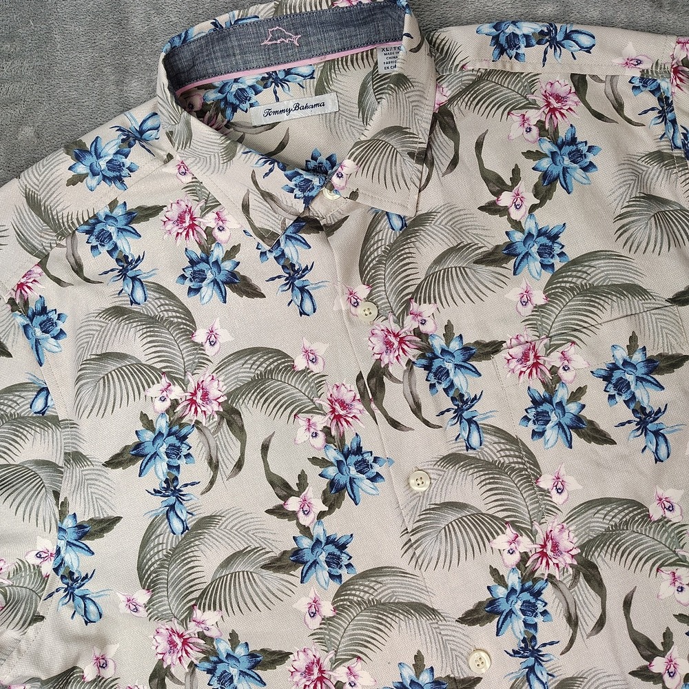 Tommy‎ Bahama Shirt Mens XL Basilica Blooms Camp IslandZone Coolmax Button Down